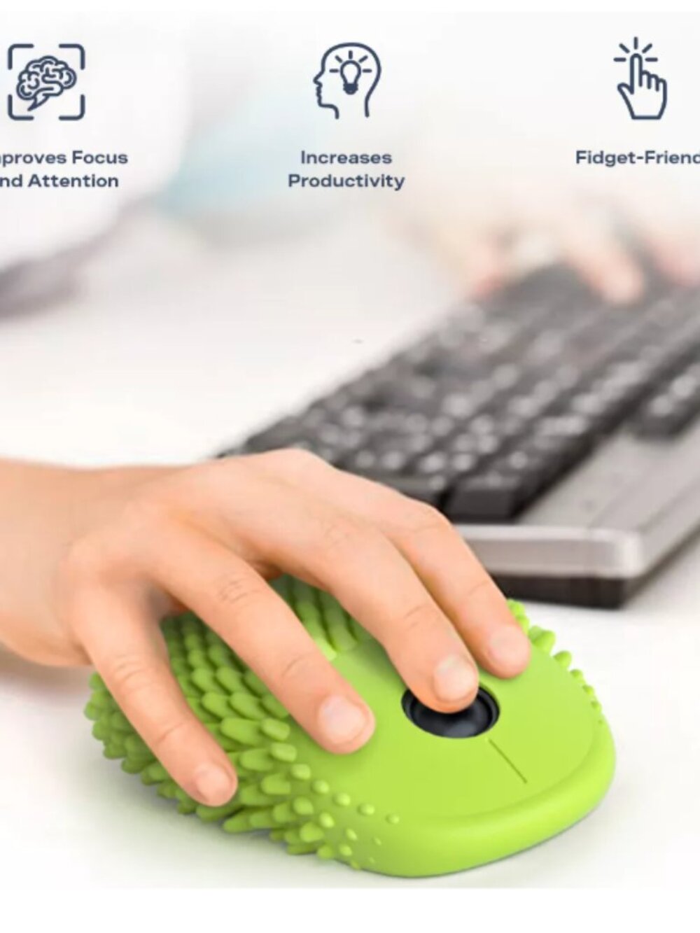 Hedgehog Hoglet Fidget Computer Mouse, Lime - Picture 2 of 5